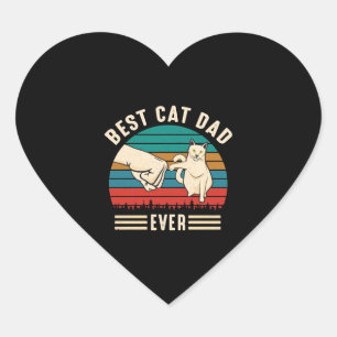 Pegatina En Forma De Corazón Mejor Papa Gato Hombres Vintage De Gato