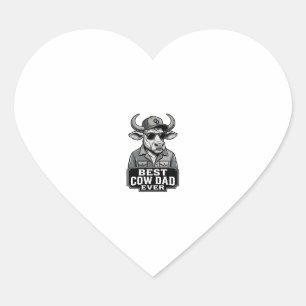 Pegatina En Forma De Corazón Mejor Papá Vaca de Todos los Tiempos Diseño de Gra