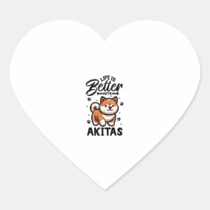 Pegatina En Forma De Corazón Mejor vida con Akita