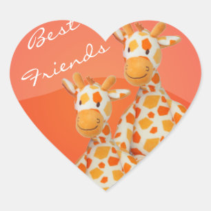 Pegatina En Forma De Corazón Mejores jirafas de amigos
