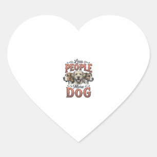 Pegatina En Forma De Corazón Menos personas más perro diseño vintage amante de