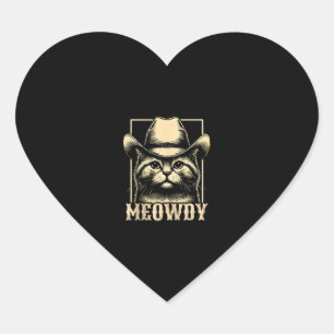 Pegatina En Forma De Corazón Meowboy Cat Cowgirl Meow Howdy Halloween Cos