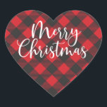 Pegatina En Forma De Corazón Merry Christmas Buffalo Plaid<br><div class="desc">Una encantadora pegatina roja y negra de búfalo en forma de corazón en forma de Navidad para tus tarjetas,  dulces y regalos de Navidad. Diseñado para ti por Blackberry Boulevard.</div>