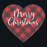 Pegatina En Forma De Corazón Merry Christmas Buffalo Plaid<br><div class="desc">Una encantadora pegatina roja y negra de búfalo en forma de corazón en forma de Navidad para tus tarjetas,  dulces y regalos de Navidad. Diseñado para ti por Blackberry Boulevard.</div>