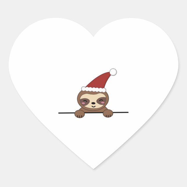 Pegatina En Forma De Corazón Merry Christmas Sloth (Anverso)