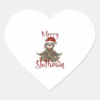 Pegatina En Forma De Corazón Merry Slothmas