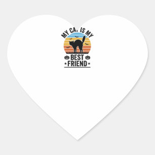 Pegatina En Forma De Corazón Mi gato es mi mejor amigo Diseño de camiseta de ga