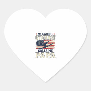 Pegatina En Forma De Corazón Mi gimnasta favorita me llama Papa Patriótico Vint