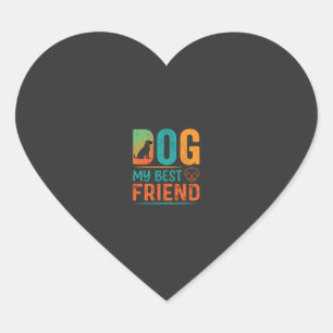 Pegatina En Forma De Corazón Mi Mejor Amigo Perro Diseño Retro