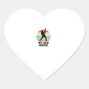 Pegatina En Forma De Corazón Mi Papá Rocks Diseño de Camiseta de Guitarra Vinta