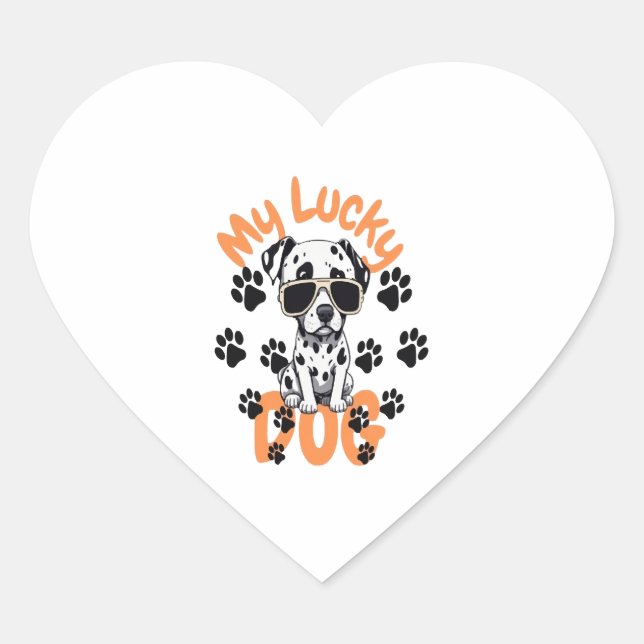 Pegatina En Forma De Corazón Mi perro afortunado (Anverso)