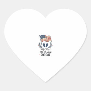 Pegatina En Forma De Corazón Mi Primer 4 de Julio 2026 Bebé Vintage Patriótico