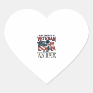 Pegatina En Forma De Corazón Mi Veterano Favorito Es Mi Esposa Camiseta Patriót