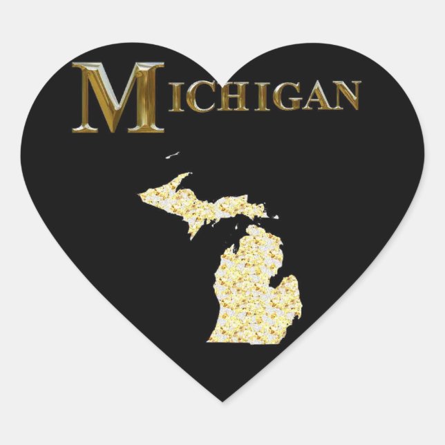 PEGATINA EN FORMA DE CORAZÓN MICHIGAN (Anverso)