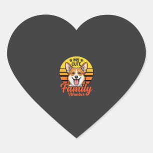 Pegatina En Forma De Corazón Miembro de la familia Corgi adorable Amante de los