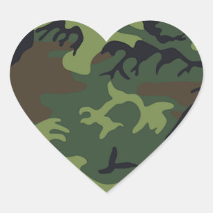 Pegatina En Forma De Corazón Militares marrones negros verdes del camuflaje del