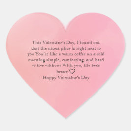 Pegatina En Forma De Corazón Minimal Valentine’s Day Love Quote Heart Sticker