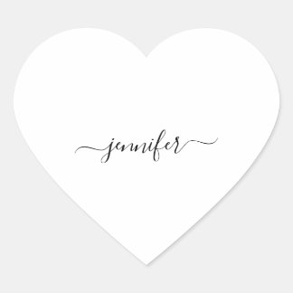 Pegatina En Forma De Corazón Minimalismo del corazón blanco Nombre Novia Pequeñ