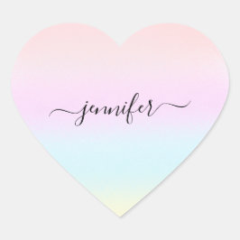 Pegatina En Forma De Corazón Minimalismo del corazón rosado Nombre Bridal Ombre