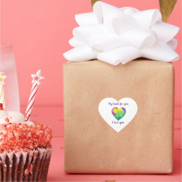 Pegatina En Forma De Corazón Minimalista me encanta el corazón de la acuarela a