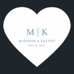 Pegatina En Forma De Corazón Minimalista y Chic | Boda<br><div class="desc">Minimalista y Chic | Pegatina Redonda Clásica de Boda Azul Estas elegantes servilletas para boda o ducha de novia modernas presentan un diseño de texto simple en blanco y negro que emana estilo minimalista. Agrega tus iniciales o monograma para hacerlas completamente tuyas.</div>