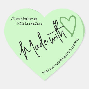 Pegatina En Forma De Corazón Mint Green Desde La Cocina Hecha Con El Amor