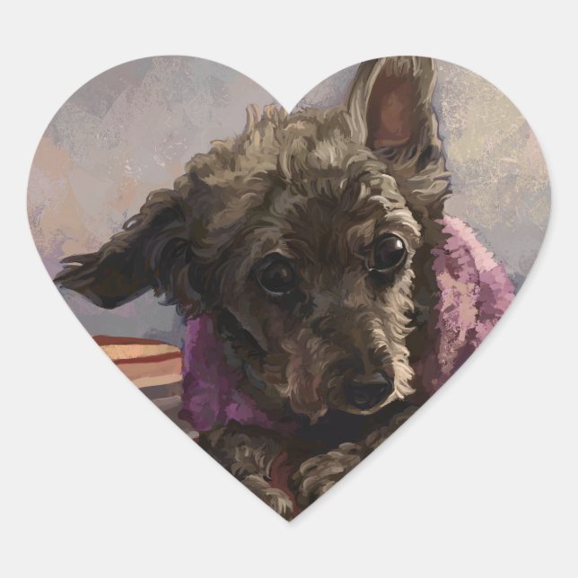 Pegatina En Forma De Corazón Misty the Poodle (Anverso)
