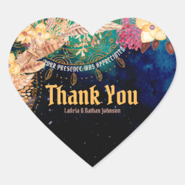 Pegatina En Forma De Corazón Moda Boho Baby Shower Floral y plumas bohemias