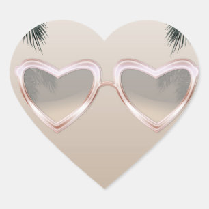 Pegatina En Forma De Corazón Moda de gafas de sol de corazón rosado Dulce 16 Fi