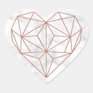 Pegatina En Forma De Corazón Moda Mármol y Relieve metalizado dorado Rosa Coraz