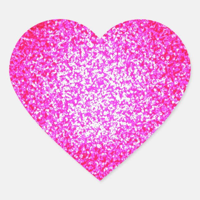 Pegatina En Forma De Corazón Moda purpurina rosa brillante (Anverso)