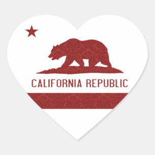Pegatina En Forma De Corazón Modelo del damasco de la bandera de la república