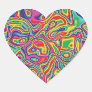 Pegatina En Forma De Corazón Modelo psicodélico del aceite del arco iris