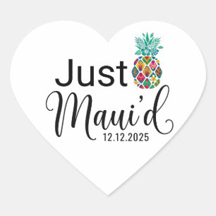 Pegatina En Forma De Corazón Modern Just Maui'd   Pareja de luna de miel en Haw