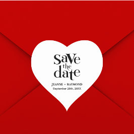 Pegatina En Forma De Corazón Modern Save The Date Boda Invitación
