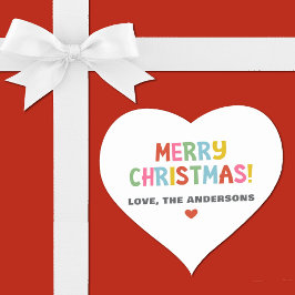 Pegatina En Forma De Corazón Moderna y colorida Navidad Feliz