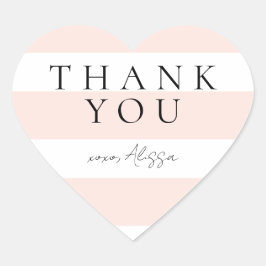 Pegatina En Forma De Corazón Moderno Elegante Melocotón y Rayas Blancas