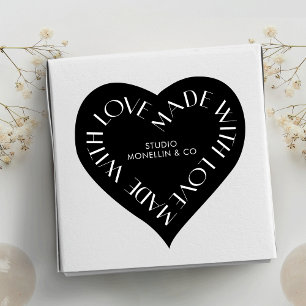Pegatina En Forma De Corazón Moderno, en blanco y negro hecho a mano con produc