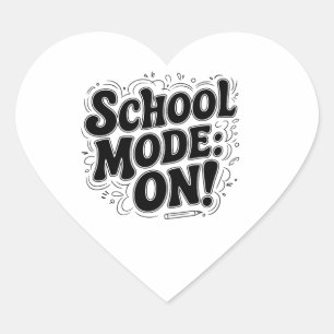 Pegatina En Forma De Corazón Modo escolar: ¡ON! Diseño de inspiración vintage