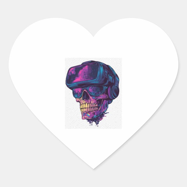 Pegatina En Forma De Corazón Modo Skull Gamer (Anverso)