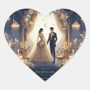 Pegatina En Forma De Corazón "Momentos encantados: Una noche para recordar"