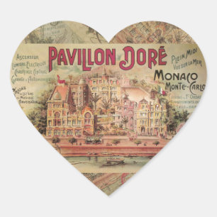 Pegatina En Forma De Corazón Monaco Fancy Vintage Riviera Francesa