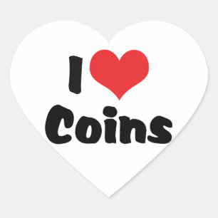 Pegatina En Forma De Corazón Monedas del Corazón que Amo - Coleccionista de Mon