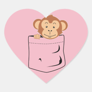 Pegatina En Forma De Corazón Mono en bolsillo
