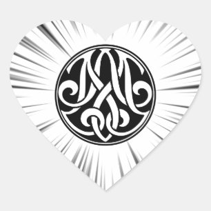 Pegatina En Forma De Corazón Monograma de la/de las MAMÁES con el gráfico