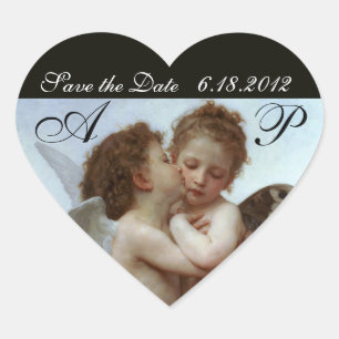 Pegatina En Forma De Corazón Monograma de la fiesta de casamiento infantil de a