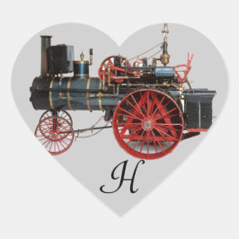 PEGATINA EN FORMA DE CORAZÓN MONOGRAMA DEL CORAZÓN LOCOMOTIVO DE VINTAGE STEAM