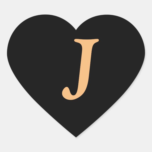 Pegatina En Forma De Corazón Monograma J color de oro en negro de medianoche, H (Anverso)