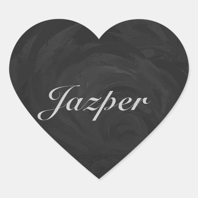 Pegatina En Forma De Corazón Monograma negro Kohl personalizado (Anverso)