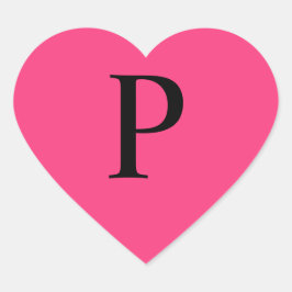Pegatina En Forma De Corazón Monograma Neon Pink